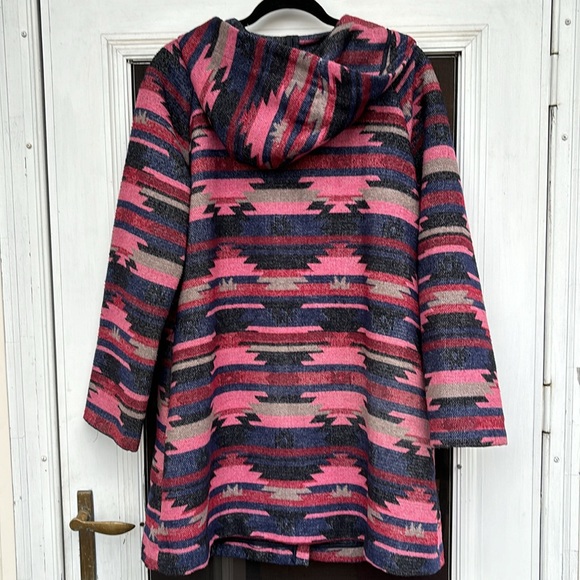 ANTHROPOLOGIE/TABITHA LADIES BLUE PINK AZTEC JACKET-M - Picture 7 of 7